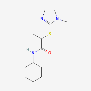 molecular formula C13H21N3OS B4684963 N-cyclohexyl-2-[(1-methyl-1H-imidazol-2-yl)thio]propanamide 