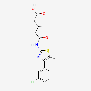 molecular formula C16H17ClN2O3S B4684968 5-{[4-(3-chlorophenyl)-5-methyl-1,3-thiazol-2-yl]amino}-3-methyl-5-oxopentanoic acid 