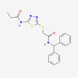 N-[5-({2-[(diphenylmethyl)amino]-2-oxoethyl}thio)-1,3,4-thiadiazol-2-yl]propanamide