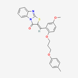 molecular formula C27H24N2O4S B4684982 2-{5-methoxy-2-[3-(4-methylphenoxy)propoxy]benzylidene}[1,3]thiazolo[3,2-a]benzimidazol-3(2H)-one 