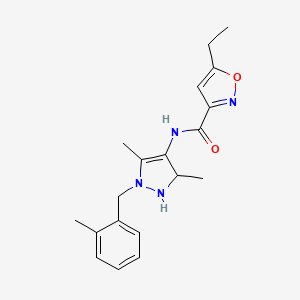 molecular formula C19H24N4O2 B4684987 N-[3,5-dimethyl-1-(2-methylbenzyl)-2,3-dihydro-1H-pyrazol-4-yl]-5-ethyl-3-isoxazolecarboxamide 