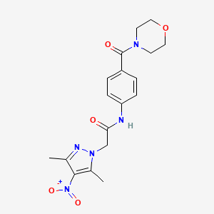 molecular formula C18H21N5O5 B4684994 2-(3,5-dimethyl-4-nitro-1H-pyrazol-1-yl)-N-[4-(4-morpholinylcarbonyl)phenyl]acetamide 