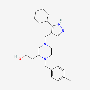 2-[4-[(3-cyclohexyl-1H-pyrazol-4-yl)methyl]-1-(4-methylbenzyl)-2-piperazinyl]ethanol