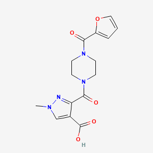 3-{[4-(2-FURYLCARBONYL)PIPERAZINO]CARBONYL}-1-METHYL-1H-PYRAZOLE-4-CARBOXYLIC ACID