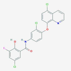 5-chloro-N-{3-chloro-4-[(5-chloro-8-quinolinyl)oxy]phenyl}-2-hydroxy-3-iodobenzamide