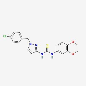 molecular formula C19H17ClN4O2S B4685128 N-[1-(4-chlorobenzyl)-1H-pyrazol-3-yl]-N'-(2,3-dihydro-1,4-benzodioxin-6-yl)thiourea 