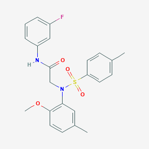 molecular formula C23H23FN2O4S B4685177 N-(3-fluorophenyl)-N~2~-(2-methoxy-5-methylphenyl)-N~2~-[(4-methylphenyl)sulfonyl]glycinamide 