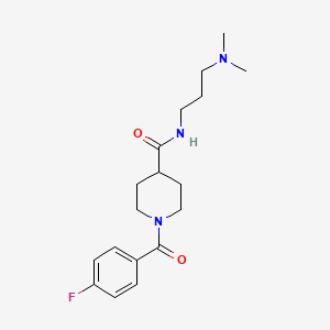 molecular formula C18H26FN3O2 B4685200 N-[3-(dimethylamino)propyl]-1-(4-fluorobenzoyl)-4-piperidinecarboxamide 