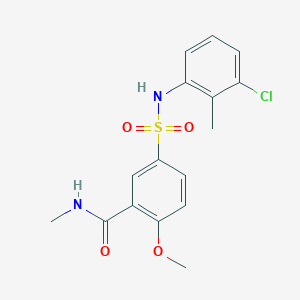 molecular formula C16H17ClN2O4S B4685212 5-{[(3-chloro-2-methylphenyl)amino]sulfonyl}-2-methoxy-N-methylbenzamide 