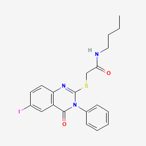 molecular formula C20H20IN3O2S B4685222 N-butyl-2-[(6-iodo-4-oxo-3-phenyl-3,4-dihydro-2-quinazolinyl)thio]acetamide 