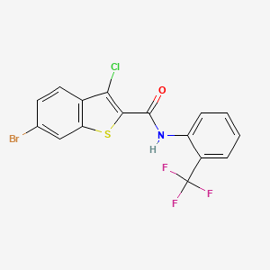 molecular formula C16H8BrClF3NOS B4685256 6-bromo-3-chloro-N-[2-(trifluoromethyl)phenyl]-1-benzothiophene-2-carboxamide 