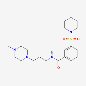 molecular formula C21H34N4O3S B4685280 2-methyl-N-[3-(4-methyl-1-piperazinyl)propyl]-5-(1-piperidinylsulfonyl)benzamide 