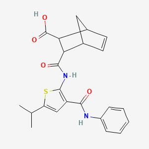 molecular formula C23H24N2O4S B4685284 3-({[3-(anilinocarbonyl)-5-isopropyl-2-thienyl]amino}carbonyl)bicyclo[2.2.1]hept-5-ene-2-carboxylic acid 