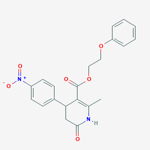 molecular formula C21H20N2O6 B4685292 2-Phenoxyethyl 2-methyl-4-(4-nitrophenyl)-6-oxo-1,4,5,6-tetrahydropyridine-3-carboxylate 