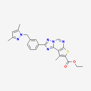 molecular formula C23H22N6O2S B4685317 ethyl 2-{3-[(3,5-dimethyl-1H-pyrazol-1-yl)methyl]phenyl}-9-methylthieno[3,2-e][1,2,4]triazolo[1,5-c]pyrimidine-8-carboxylate 