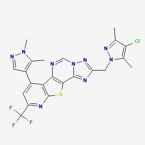 4-[(4-chloro-3,5-dimethylpyrazol-1-yl)methyl]-11-(1,5-dimethylpyrazol-4-yl)-13-(trifluoromethyl)-16-thia-3,5,6,8,14-pentazatetracyclo[7.7.0.02,6.010,15]hexadeca-1(9),2,4,7,10(15),11,13-heptaene