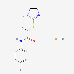 molecular formula C12H15BrFN3OS B4685482 2-(4,5-dihydro-1H-imidazol-2-ylthio)-N-(4-fluorophenyl)propanamide hydrobromide 