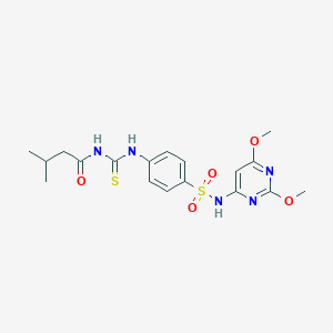 molecular formula C18H23N5O5S2 B468553 N-(2,6-dimethoxy-4-pyrimidinyl)-4-({[(3-methylbutanoyl)amino]carbothioyl}amino)benzenesulfonamide CAS No. 791792-06-8