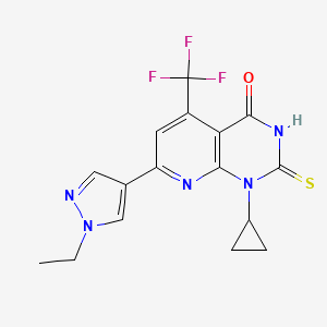 1-cyclopropyl-7-(1-ethyl-1H-pyrazol-4-yl)-2-mercapto-5-(trifluoromethyl)pyrido[2,3-d]pyrimidin-4(1H)-one