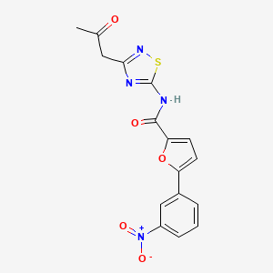 molecular formula C16H12N4O5S B4685563 5-(3-nitrophenyl)-N-[3-(2-oxopropyl)-1,2,4-thiadiazol-5-yl]-2-furamide 