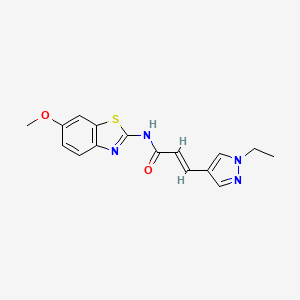 3-(1-ethyl-1H-pyrazol-4-yl)-N-(6-methoxy-1,3-benzothiazol-2-yl)acrylamide