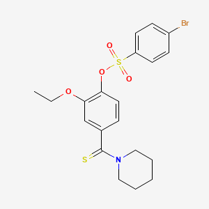 molecular formula C20H22BrNO4S2 B4685637 2-ethoxy-4-(1-piperidinylcarbonothioyl)phenyl 4-bromobenzenesulfonate 