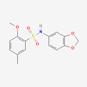 molecular formula C15H15NO5S B4685651 N-1,3-benzodioxol-5-yl-2-methoxy-5-methylbenzenesulfonamide 