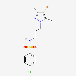 N-[3-(4-bromo-3,5-dimethyl-1H-pyrazol-1-yl)propyl]-4-chlorobenzenesulfonamide