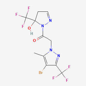 1-{[4-bromo-5-methyl-3-(trifluoromethyl)-1H-pyrazol-1-yl]acetyl}-5-(trifluoromethyl)-4,5-dihydro-1H-pyrazol-5-ol