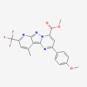 molecular formula C20H15F3N4O3 B4685693 methyl 4-(4-methoxyphenyl)-13-methyl-11-(trifluoromethyl)-3,7,8,10-tetrazatricyclo[7.4.0.02,7]trideca-1,3,5,8,10,12-hexaene-6-carboxylate 