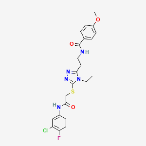 N-{2-[5-({2-[(3-chloro-4-fluorophenyl)amino]-2-oxoethyl}sulfanyl)-4-ethyl-4H-1,2,4-triazol-3-yl]ethyl}-4-methoxybenzamide