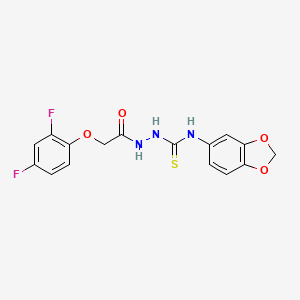 molecular formula C16H13F2N3O4S B4685699 N-1,3-benzodioxol-5-yl-2-[(2,4-difluorophenoxy)acetyl]hydrazinecarbothioamide 