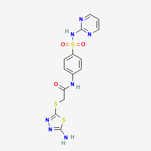 2-[(5-amino-1,3,4-thiadiazol-2-yl)sulfanyl]-N-[4-(pyrimidin-2-ylsulfamoyl)phenyl]acetamide