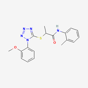 2-{[1-(2-methoxyphenyl)-1H-tetrazol-5-yl]thio}-N-(2-methylphenyl)propanamide