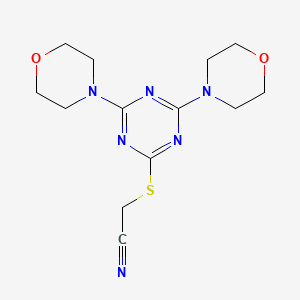 molecular formula C13H18N6O2S B4685895 2-[(4,6-Dimorpholin-4-yl-1,3,5-triazin-2-yl)sulfanyl]acetonitrile 