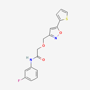 molecular formula C16H13FN2O3S B4685941 N-(3-fluorophenyl)-2-{[5-(2-thienyl)-3-isoxazolyl]methoxy}acetamide 