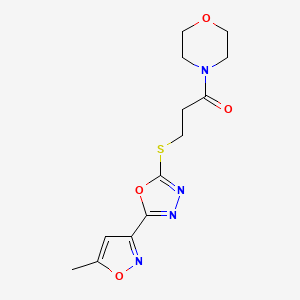 molecular formula C13H16N4O4S B4685969 4-(3-{[5-(5-methyl-3-isoxazolyl)-1,3,4-oxadiazol-2-yl]thio}propanoyl)morpholine 