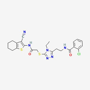 2-chloro-N-{2-[5-({2-[(3-cyano-4,5,6,7-tetrahydro-1-benzothien-2-yl)amino]-2-oxoethyl}thio)-4-ethyl-4H-1,2,4-triazol-3-yl]ethyl}benzamide