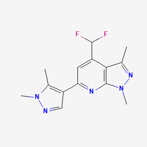 molecular formula C14H15F2N5 B4686072 4-(difluoromethyl)-6-(1,5-dimethyl-1H-pyrazol-4-yl)-1,3-dimethyl-1H-pyrazolo[3,4-b]pyridine 