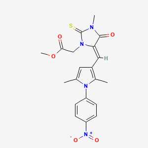 molecular formula C20H20N4O5S B4686079 methyl (5-{[2,5-dimethyl-1-(4-nitrophenyl)-1H-pyrrol-3-yl]methylene}-3-methyl-4-oxo-2-thioxo-1-imidazolidinyl)acetate 