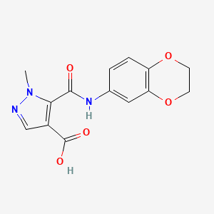 molecular formula C14H13N3O5 B4686097 5-[(2,3-dihydro-1,4-benzodioxin-6-ylamino)carbonyl]-1-methyl-1H-pyrazole-4-carboxylic acid 