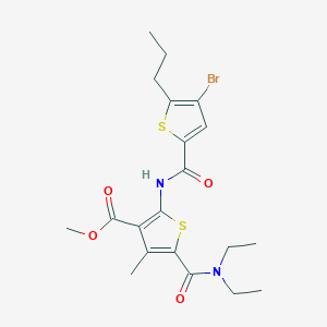 molecular formula C20H25BrN2O4S2 B4686098 methyl 2-{[(4-bromo-5-propyl-2-thienyl)carbonyl]amino}-5-[(diethylamino)carbonyl]-4-methyl-3-thiophenecarboxylate 