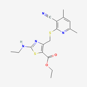 molecular formula C17H20N4O2S2 B4686120 ethyl 4-{[(3-cyano-4,6-dimethyl-2-pyridinyl)thio]methyl}-2-(ethylamino)-1,3-thiazole-5-carboxylate 