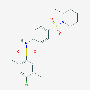 molecular formula C21H27ClN2O4S2 B4686156 4-chloro-N-{4-[(2,6-dimethyl-1-piperidinyl)sulfonyl]phenyl}-2,5-dimethylbenzenesulfonamide 