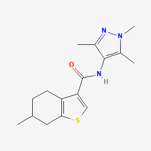 6-methyl-N-(1,3,5-trimethyl-1H-pyrazol-4-yl)-4,5,6,7-tetrahydro-1-benzothiophene-3-carboxamide