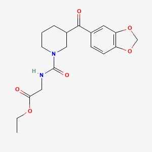 molecular formula C18H22N2O6 B4686196 ethyl N-{[3-(1,3-benzodioxol-5-ylcarbonyl)-1-piperidinyl]carbonyl}glycinate 