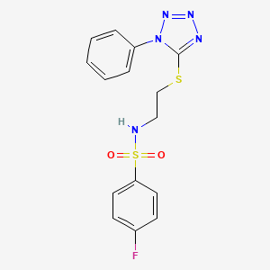 molecular formula C15H14FN5O2S2 B4686220 4-FLUORO-N-{2-[(1-PHENYL-1H-1,2,3,4-TETRAZOL-5-YL)SULFANYL]ETHYL}BENZENE-1-SULFONAMIDE 