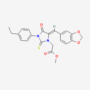 molecular formula C22H20N2O5S B4686229 methyl [5-(1,3-benzodioxol-5-ylmethylene)-3-(4-ethylphenyl)-4-oxo-2-thioxo-1-imidazolidinyl]acetate 