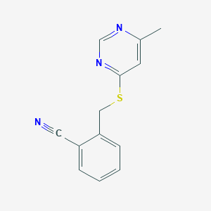 molecular formula C13H11N3S B4686243 2-(((6-methylpyrimidin-4-yl)thio)methyl)benzonitrile 