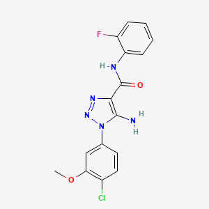 molecular formula C16H13ClFN5O2 B4686311 5-amino-1-(4-chloro-3-methoxyphenyl)-N-(2-fluorophenyl)-1H-1,2,3-triazole-4-carboxamide 